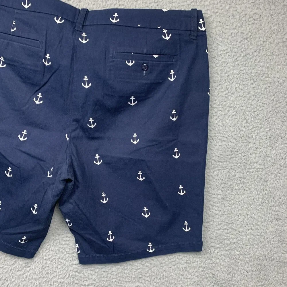 J.Crew Shorts Womens 16 Blue Anchor Print Bermuda Twill Nautical Coastal